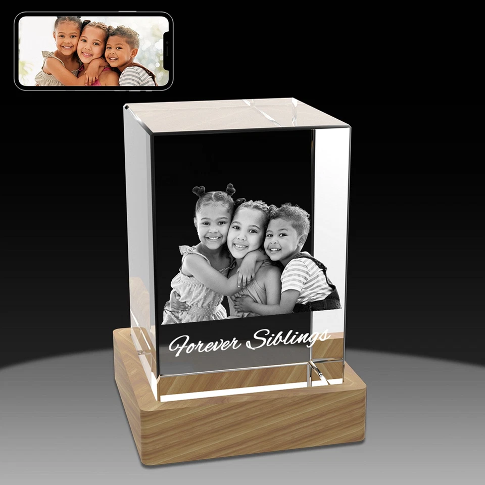 Regalos Fotográficos Cristal 3D Personalizados, Regalo Boda Aniversario Cumpleaños Único Foto 4 de 4