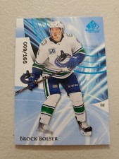 Brock Boeser 2020-21 SP Game Used 9/165 Blue Burst #22 Vancouver Canucks