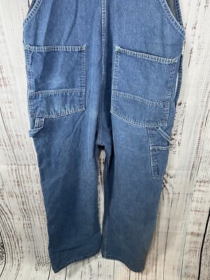 Big Smith Bib Overalls 42x30 Mens Medium Wash Blue Work