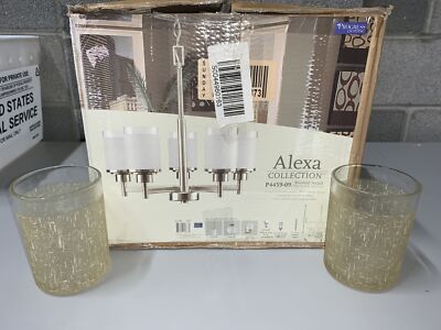Progress Lighting Alexa 5 Light Brushed Nickel Chandelier Wrong Glass Shades 785247158331 Progress Lighting Alexa 5 Light Brushed, Alexa 5 Light Brushed Nickel Transitional Chandelier