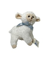 White Lamb 9 x 7" 2000 Princess Soft Toys Blue Sheep Ribbon Plush Stuffed Toy