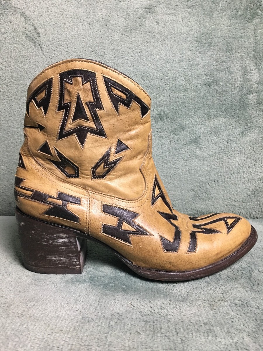 Old Gringo Mexicana Leather Brown Embroidered Ankle Boots EU 38 US