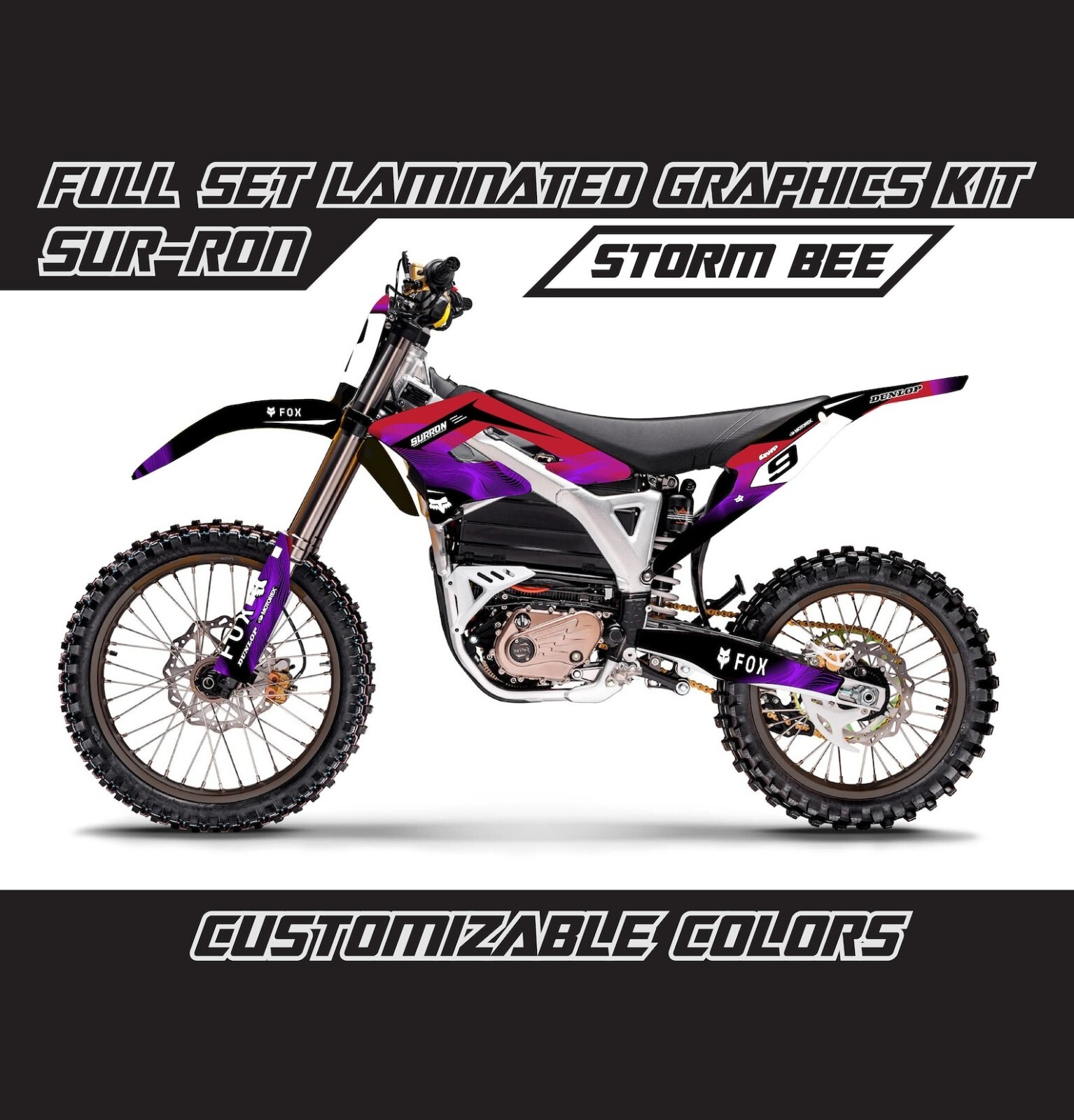 SURRON STORM BEE Red Violet Full Graphics Stickers Kit Bike Wrap Skin Decals Set