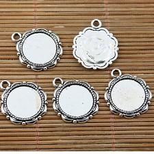 12pcs tibetan silver plated cabochon settings in 18mm EF1569