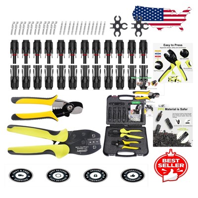Ergonomic Solar Crimping Tool with High Precision Connectors - 12 Pairs Included