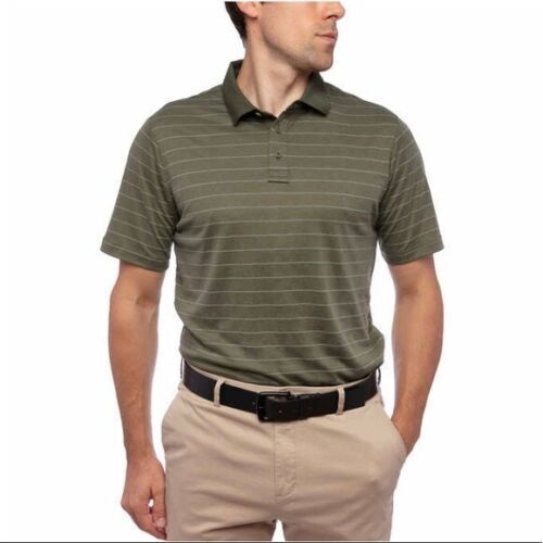 Glacier Herren weicher Komfort Baumwollmischung Poloshirts WALDGRÜN STREIFEN, L - Bild 1 von 5