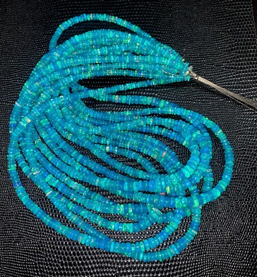 #ad #ad AAA Sky Blue Opal Smooth Roundelle Beads Blue Opal Beads Fire Opal Beads $255.00