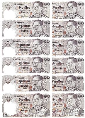 COMPLETE 12 PC SET THAILAND 10 BAHT 1980 WITH 12 SIGNATURES 52-66 UNC P 87