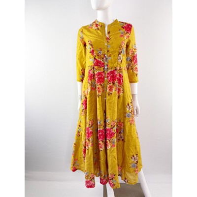 Biba Size 34 US XS Yellow Floral Midi Dress eBay