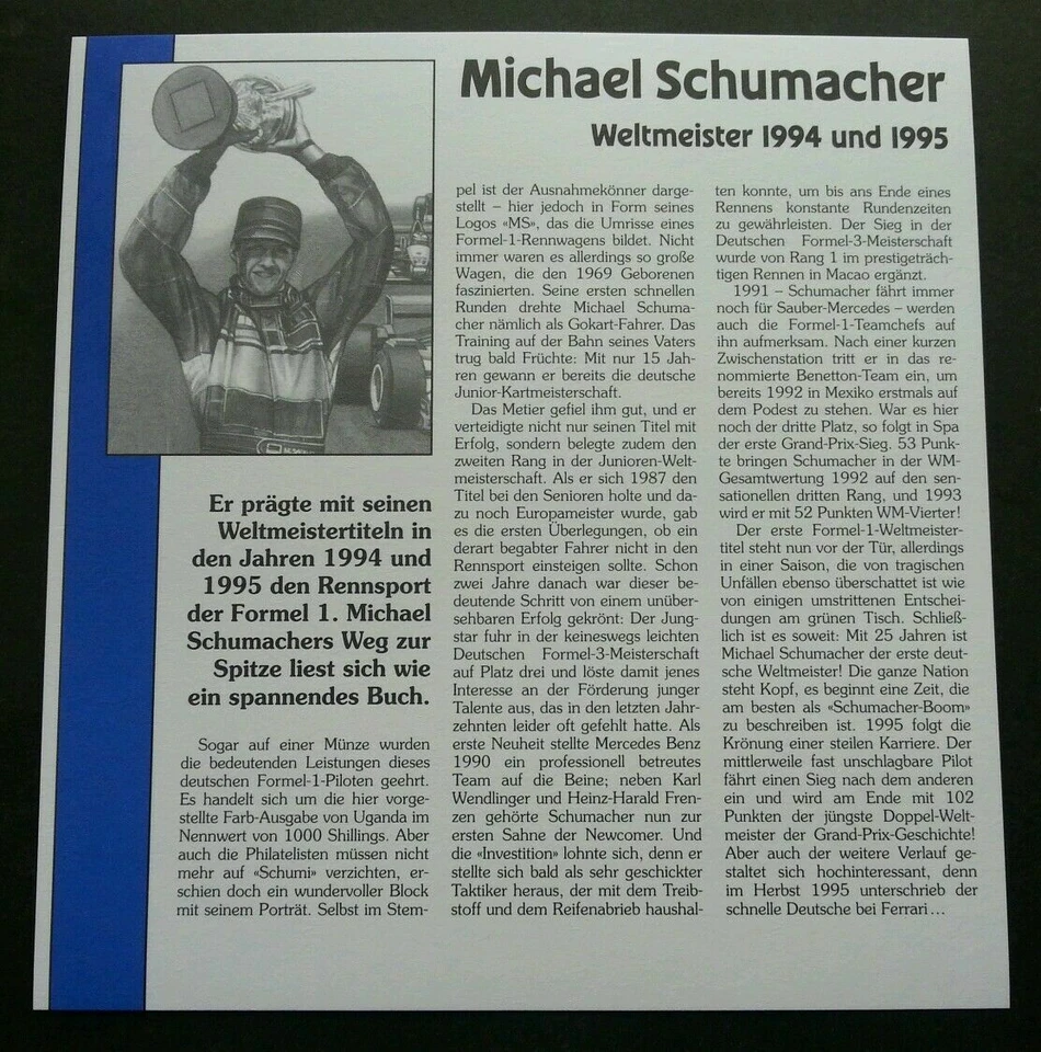 [SJ] Sao Tome Michael Schumacher F1 Winner Car Racing 1997 Sport FDC (coin cover - Image 4 of 4