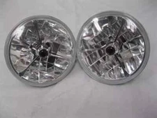 7" Red Dot GLASS Tri Bar Headlights H4 Bright Fits Ford Chevy Nova 55 56 57