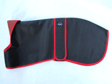 21" 53cm WHIPPET COAT MAC BLACK NYLON OUTER TAN STRIPE HEAVY DRIL COTTON  LINING