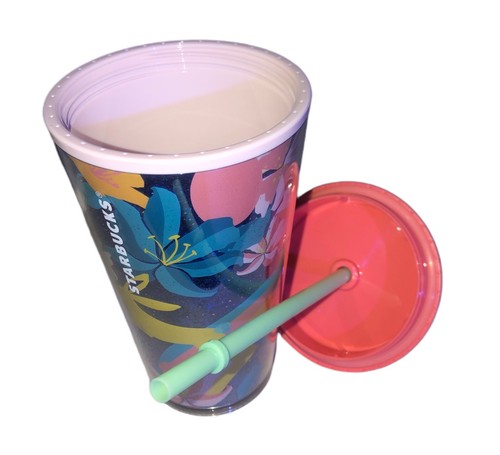 Easter Starbucks 2021 Spring Bunny Rainbow Floral Glitter 16oz Cold Cup Tumbler - Picture 7 of 7