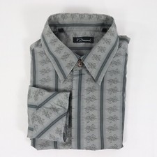 Seven 7 Diamonds Mens XXL Actual 17 36 Fly Front Dress Shirt Gray Long Sleeve