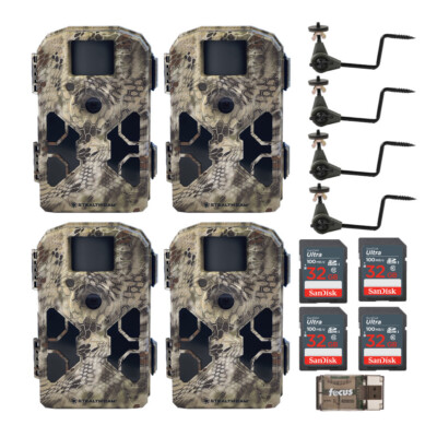Stealth Cam 2020 G42NG 24MP Trail Camera 4-Pack Kit with Tree Mounts and Cards