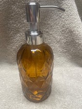 faceted glass shampoo dispenser brown color 8" tall