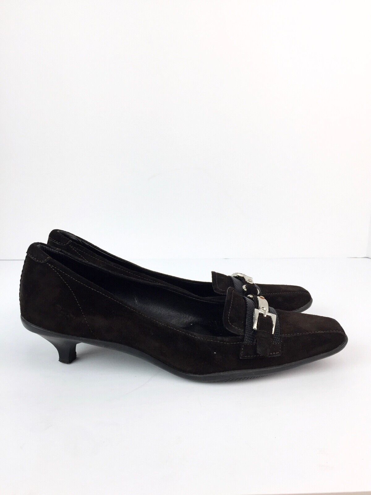 Prada Women's Brown Leather Suede Buckle Heel Heel Heel Pumps Size US 5 EU 35.5 d9ebd8 Prada Women's Brown Leather Suede Buckle Heel Heel Heel Pumps Size US 5 EU 35.5 d9ebd8