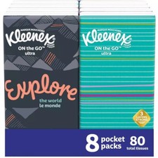 Kleenex On-The-Go Facial Tissues, 8 Packs 80 Total Tissues 