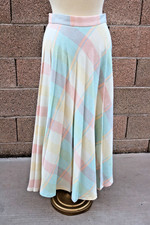 Vintage Pleated Plaid Full Length Skirt Maxi 1970  s