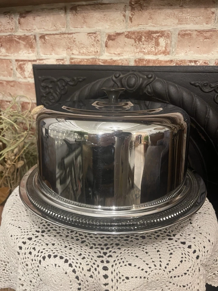 De Colección Kromex Lazy Susan Soporte para Pasteles Cubierto Cúpula Alta Acero Inoxidable Foto 2 de 4