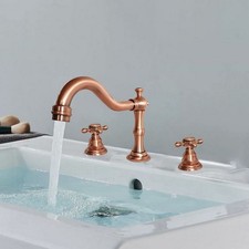 Antique Red Copper Widespread Bathroom Faucet Sink 3 Holes Mixer Tap hwzh041-4