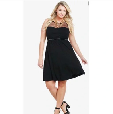 Torrid Womens Mesh Dots Sleeveless Dress 24 Office Corporate Goth