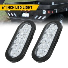 White 10 LED Trailer 6" oval Stop Truck Backup Turn Tail Lights Flush Mount Lamp