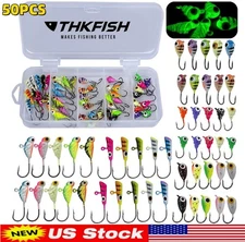 50PCS Ice Fishing Jigs Set  Fishing Tackle Panfish Crappie Jigs for Crappie Jigs