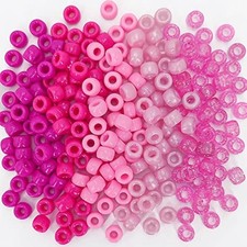 1000pcs 6x9mm pony beads bulk, 5 styles pink pony beads for bracelets