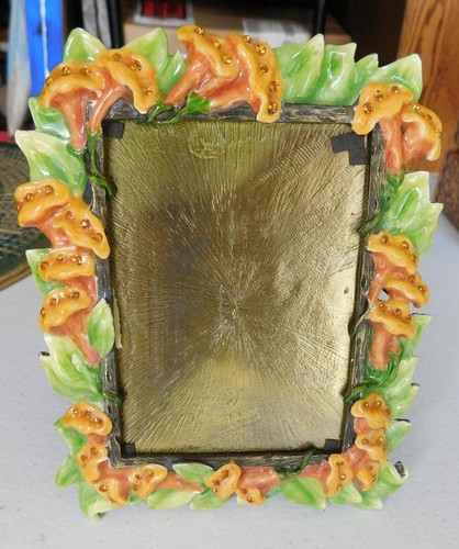 G Daniel 3.5 x 5 Trumpet Vine Enamel Picture Frame Swarovski Elements