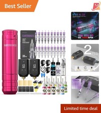 Wireless Tattoo Kit Complete Ink Needles Power Supplies for Beginners