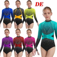 Mädchen Eiskunstlauf Kleider Langarm Ballettkleid Turnanzug Eislaufen Bekleidung