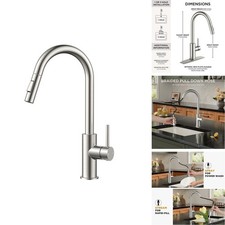 FORIOUS Brushed Nickel Kitchen Faucet Pull Down Sprayer, Stainless Steel High