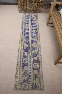 Turkish Rug, Runner 1,5x7,5 ft Rug, Blue Southwestern Rug