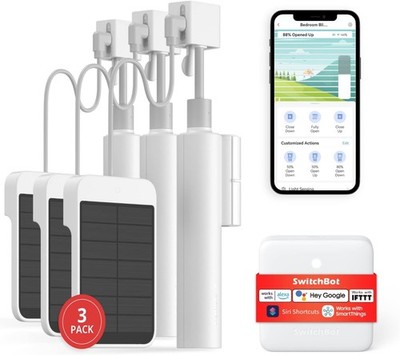 SwitchBot Smart Electric Motorized Blinds Kit - 3Pack 2.4G WiFi Remote Control