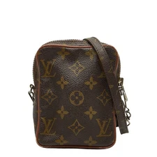 Louis Vuitton Monogram Mini Danube Crossbody Shoulder Bag M45268 Brown Pvc Leath