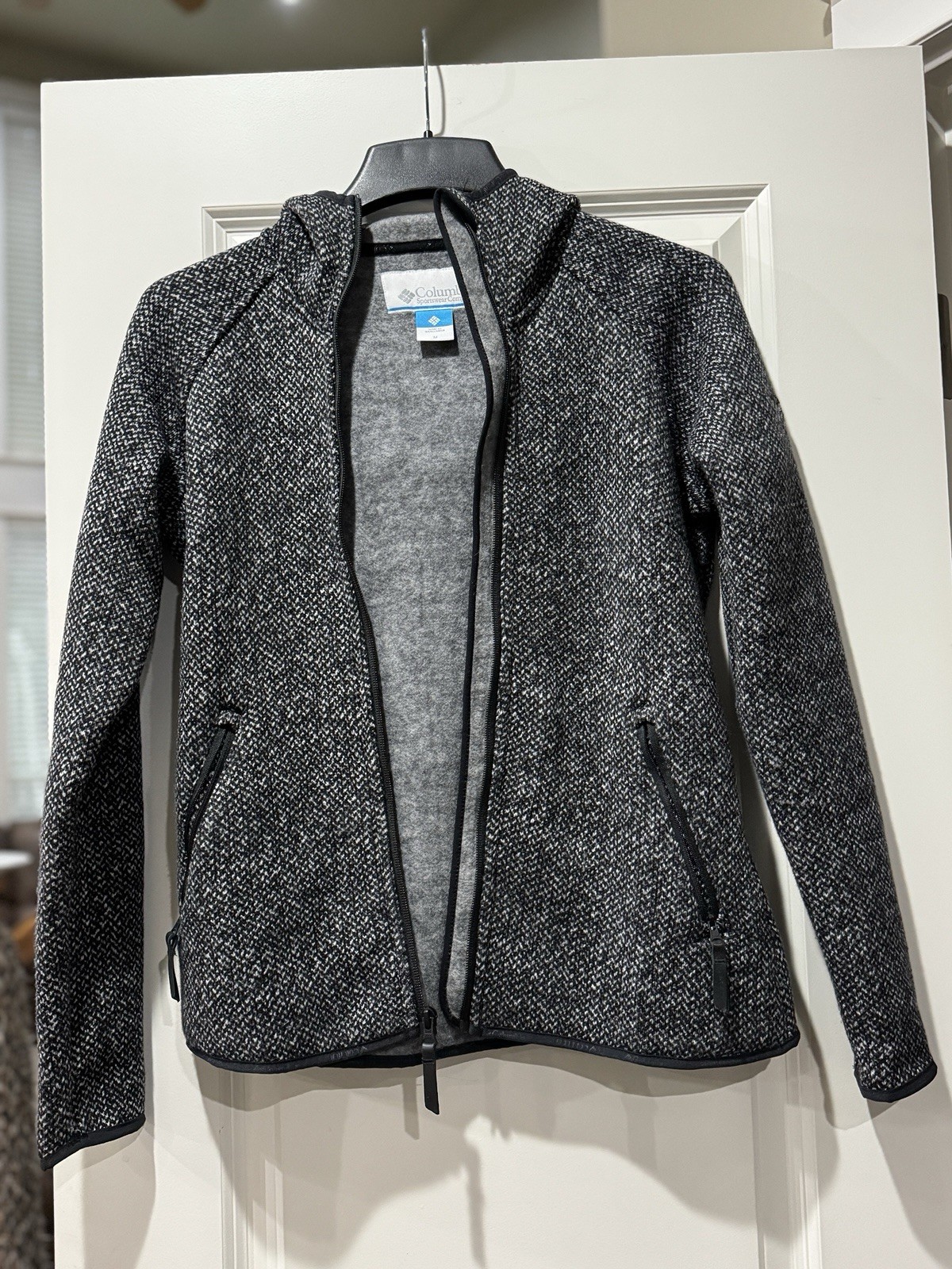 Columbia WOMENS SIZE MEDIUM Chillin Fleece Sweater Jacket Full Zip Hooded Gray image 3