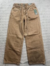 Wild Fable Jeans Womens 00 Brown Low Rise Baggy 31 Inseam Rigid Denim Wide Leg