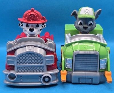 PAW Patrol Chase and Rocky Vehicles Non Removable Figures - Lot of 2