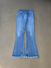 Vintage 70 s Levi s 646 Orange Tab Bellbottom Flare Faded Denim Jeans Size 30x34