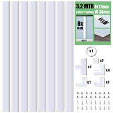 MUDEELA Cable Trunking Kit, 3.2 Meter Concealer, Tidy 8 x 400mm, White