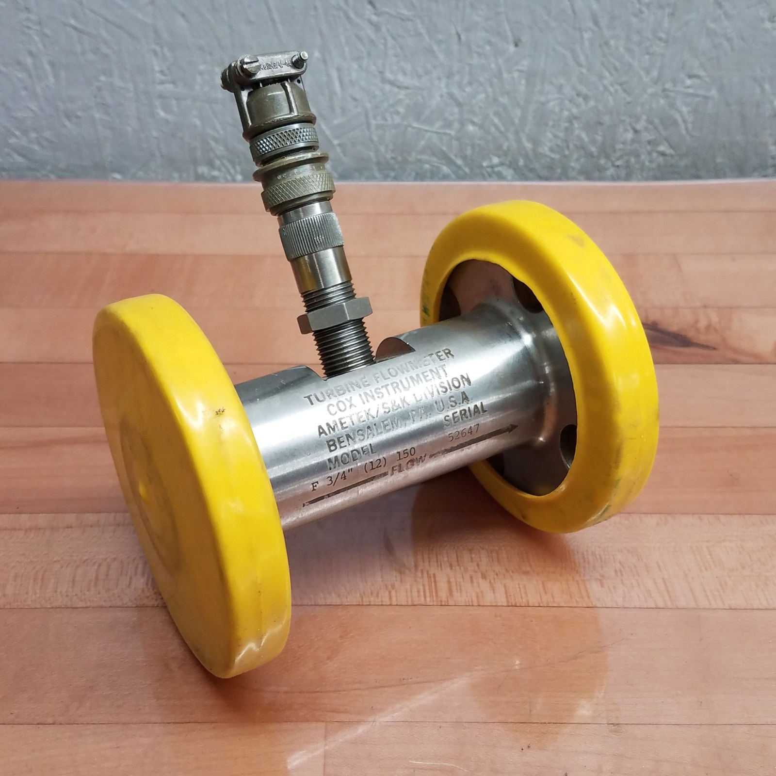 Cox Instrument F 3/4" (12) 150 Turbine Flowmeter, "K" Factor 2816.74 - USED