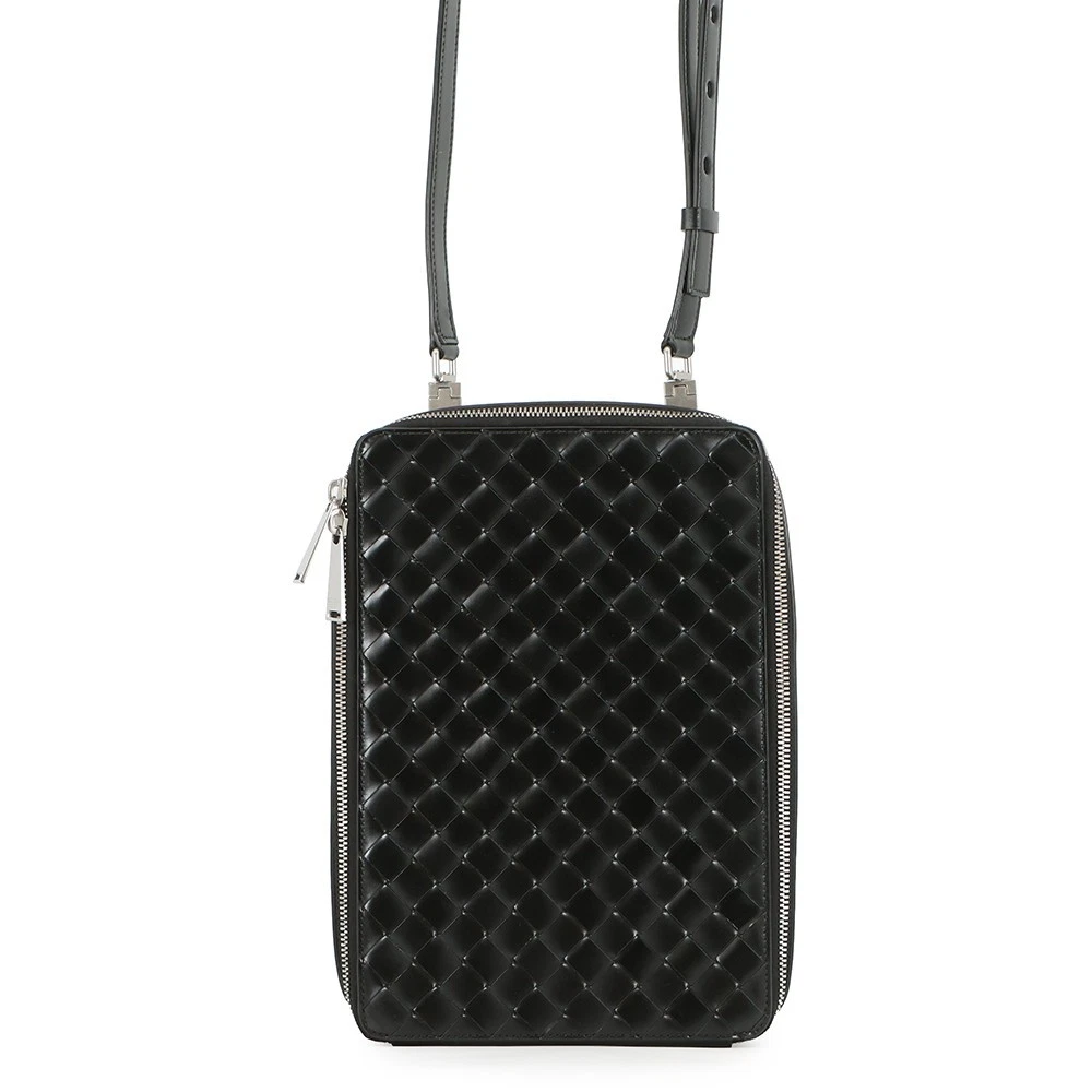Bottega Veneta — Bottega Veneta INTRECCIATO Cross Body Bag Leather Black 596730