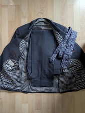 Next Men’s Blue Check 2 Piece Slim Fit Suit 40R Jacket 34W 33L Lined