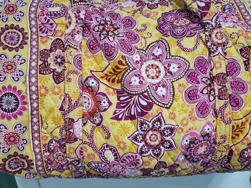 Vera Bradley Travel Weekender Duffel Bag Discontinued Bali Gold Yellow Pink - Picture 2 of 11