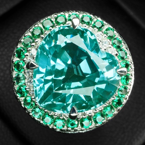 Grünlich Blau Paraiba Turmalin Herz 8 Karat 925 Sterling Silber Handarbeit Ringe