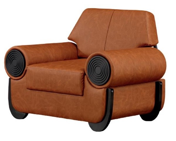 Sessel Orange Polster Modern Holz Luxus Wohnzimmer Einfarbig ÄSthetik Eleganz-image