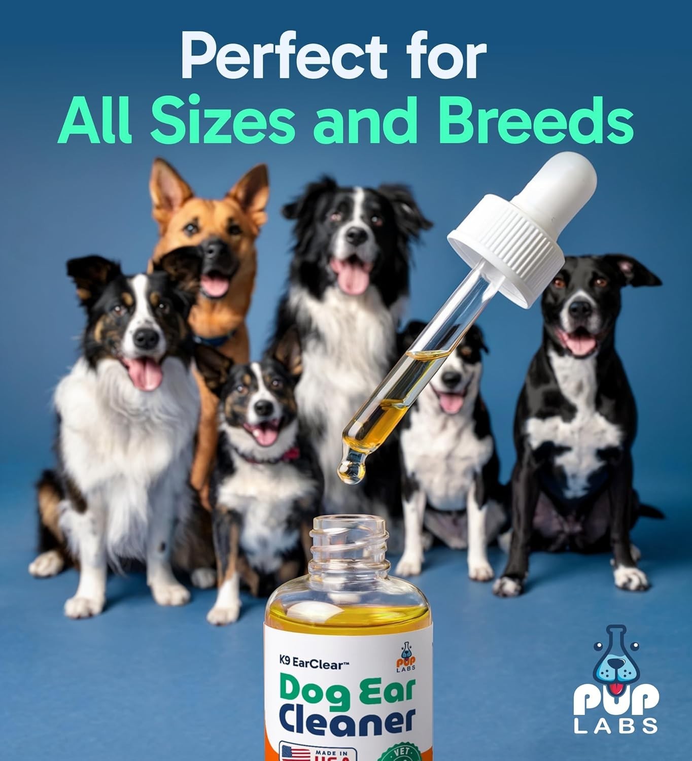 Pup Labs Ear Clear, Natural Dog Ear Cleaner and Infection Treatment for Dogs