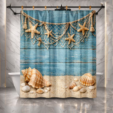 Vibrant Beach Theme Shower Curtain 72x72 Coastal Decor