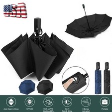 Automatic Black Umbrella Anti-UV Sun / Rain Windproof 3 Folding Compact Umbrella